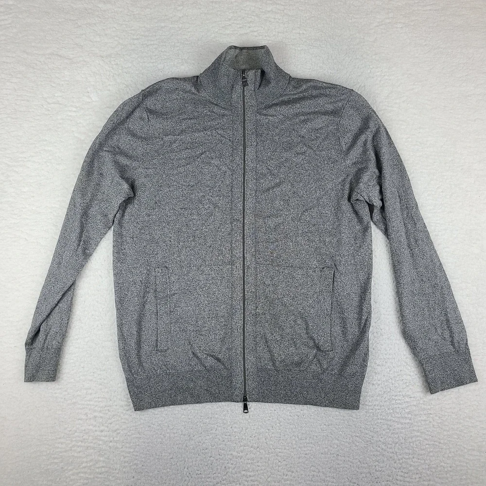 Banana Republic Sweater Mens Large Gray Luxury Blend Full Zip Sweatshirt *